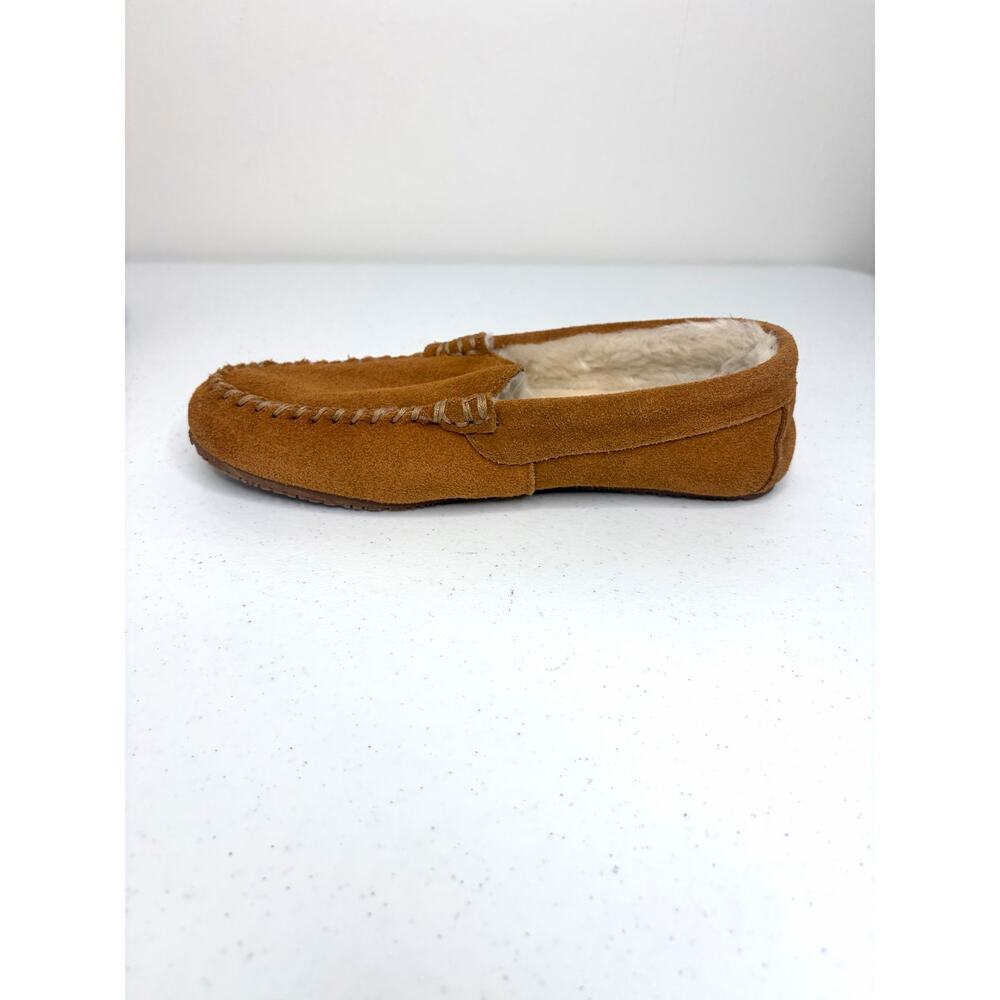 Lands' End Women's Fuzzy Lined Suede Moccasin Slippers Sz 7 Comfort Cabincore - Picture 7 of 10